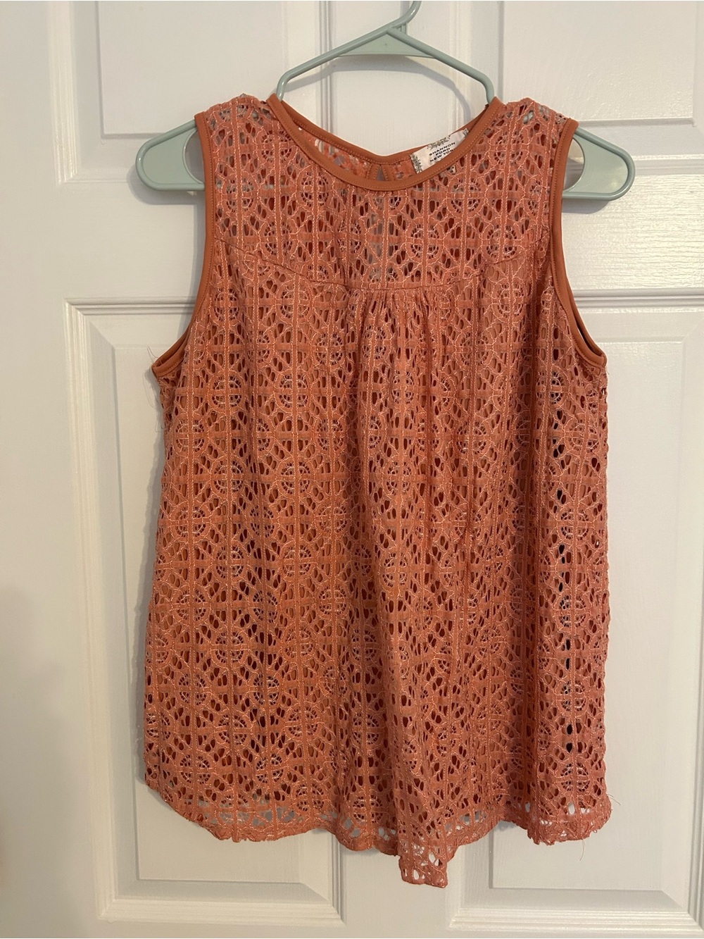 Shannon Ford NY Crochet Lace Sleeveless Tank Top - Apricot